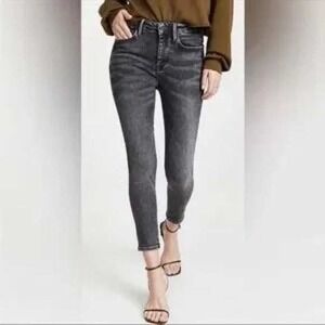 Frame Denim Le One Skinny Jeans Dark Wash Women's Size 1 Gray Black Hughes 24 25